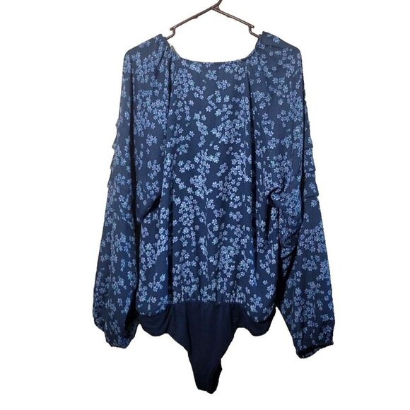 Draper James RSVP Body Suit Blouse XXL Floral Button Ruffle Sleeve Boho Prairie - Picture 2 of 13